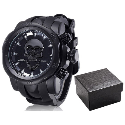 New Men's Watch Personality Skull Large Dial Silicone Band Quartz Watch