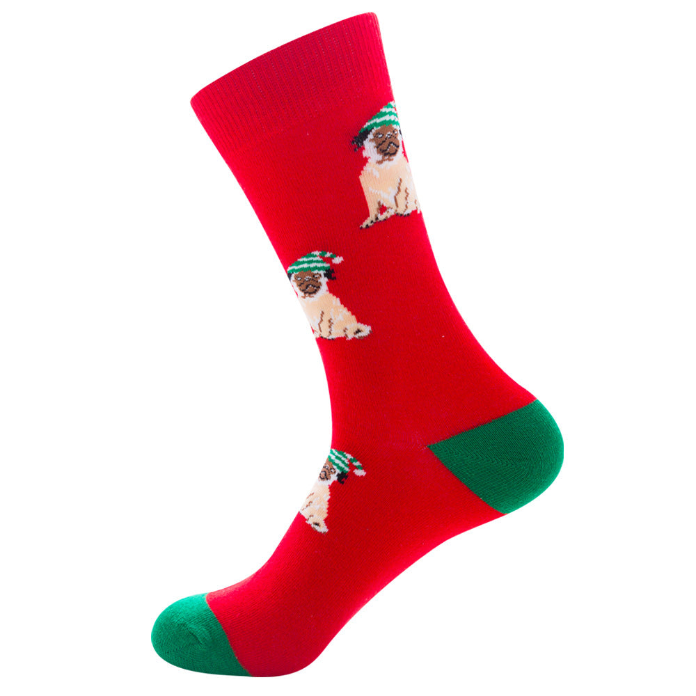 Calcetines de hombre Santa Claus Moose Calcetines de tubo medio para hombre Calcetines de algodón de marea