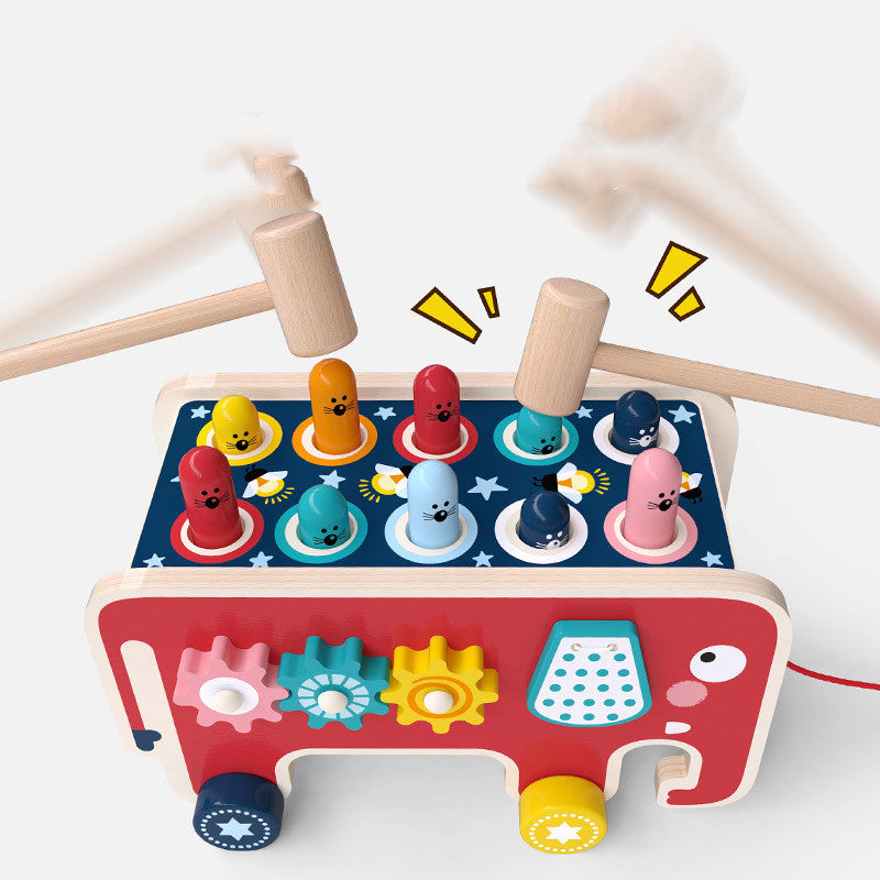 Montessori Kleinkinder Kinder Holz Hämmernde Bank Tier Bus Spielzeug Frühe Pädagogische Set Geschenke Für Kinder Spielzeug Musik Instrument