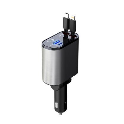 Cargador de coche de metal, encendedor de cigarrillos de carga súper rápido de 100W, adaptador USB y TYPE-C