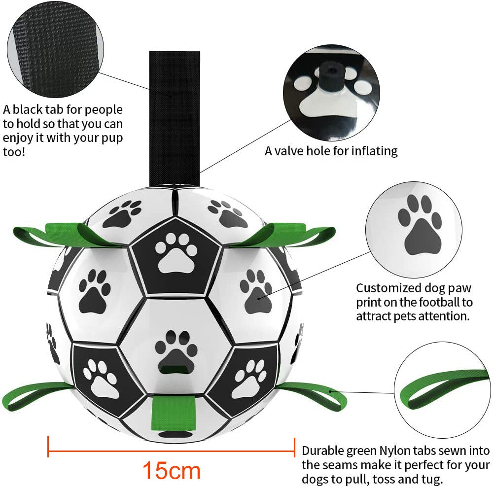 Juguetes interactivos para perros, juguetes de fútbol para mascotas con lengüetas de agarre, adiestramiento al aire libre para perros, bolas para morder para mascotas, accesorios para perros 