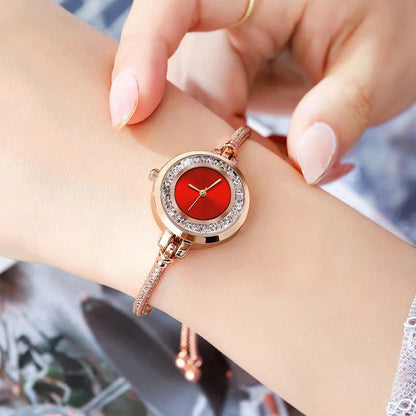 Reloj de pulsera con correa fina para mujer, reloj de pulsera con esfera pequeña y arena movediza con diamantes de imitación, reloj ajustable retráctil