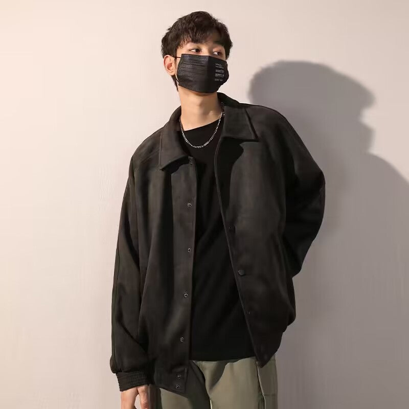 Men's Autumn Winter Suede Bomber Coat Autumn Top Jacket