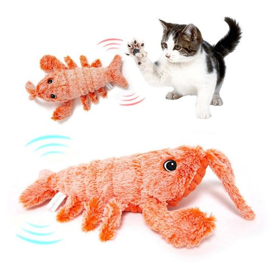 Juguetes para mascotas, camarones saltadores eléctricos, carga USB, simulación de langosta, divertido gato, juguete para mascotas de peluche