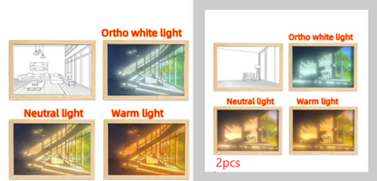 Beleuchtetes Bild, LED, dekoratives Licht, Malerei, Nachttisch-Bildstil, kreativ, modern, simulieren Sonnenschein, Zeichnung, Nachtlicht, Geschenk