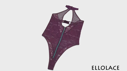 Body de encaje para mujer, Body de Fitness con escote en V profundo, lencería, Tops con cuello Halter para mujer, Body de malla Sexy de verano