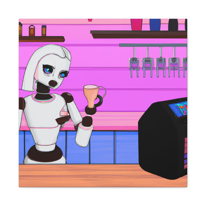 "Robo en una tierra extraña: el viaje del barista" - The Alien Canva