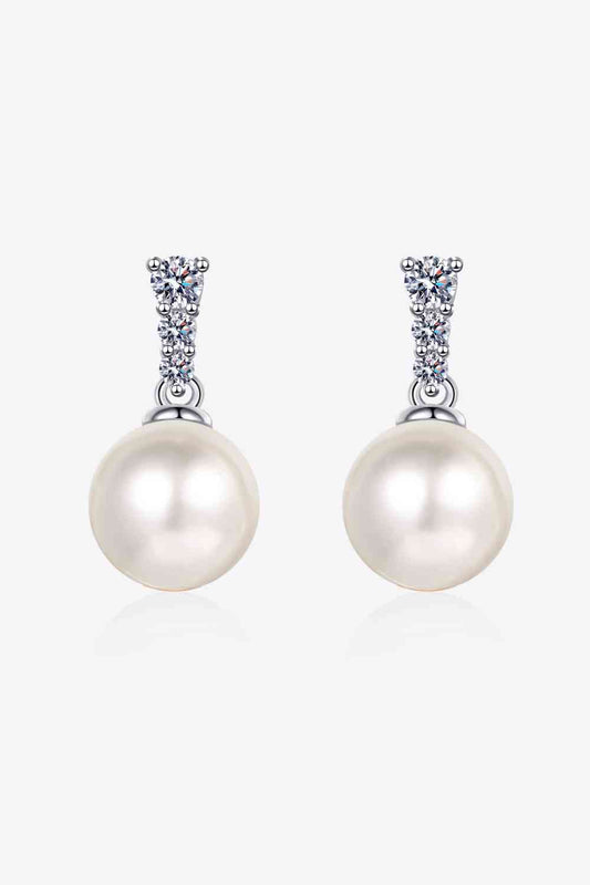 Moissanite Pearl Drop Earrings