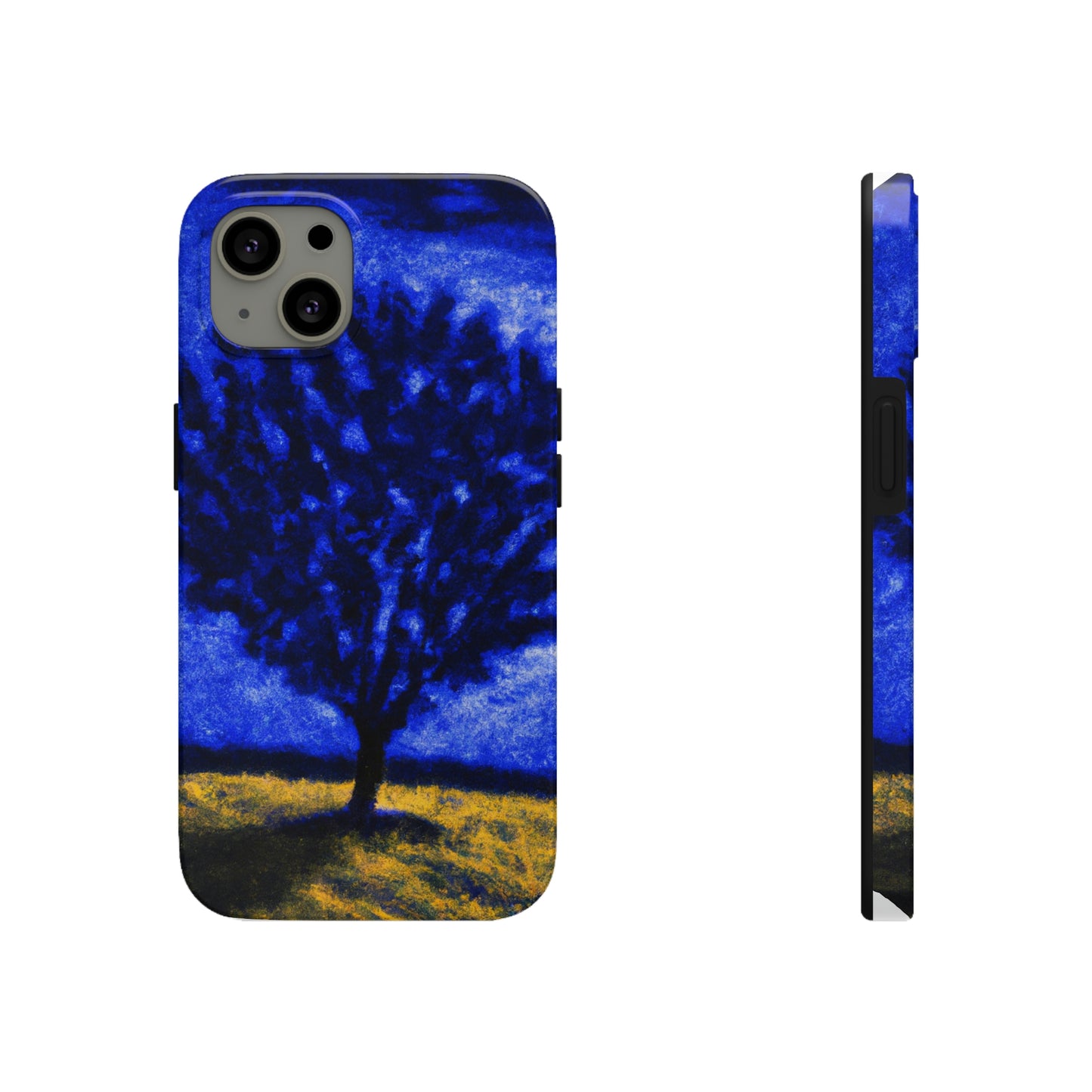 "Ein einsamer blauer Baum im Mondscheinfeld" - Die Alien Tough Phone Cases