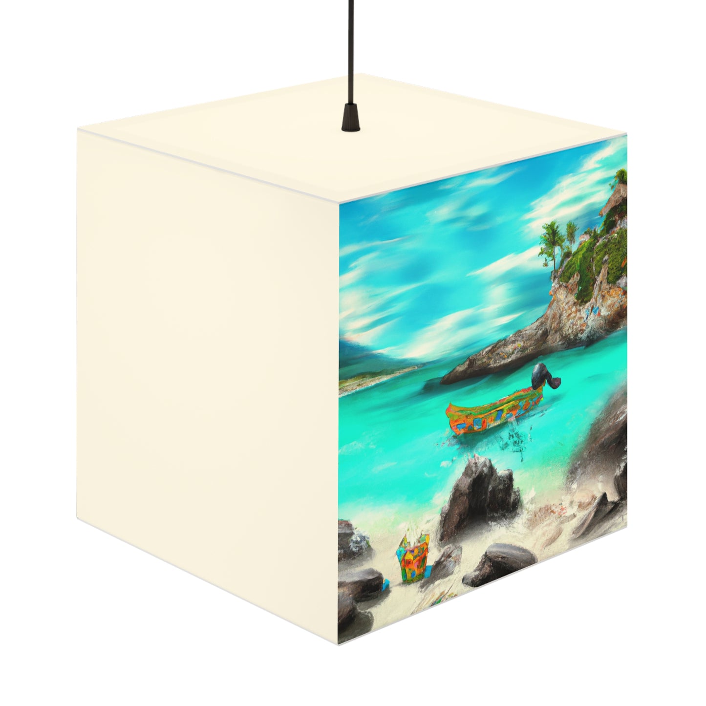 "Caribbean Fiesta on the Beach - A Digital Exploration of Mexican Culture" - The Alien Light Cube Lamp