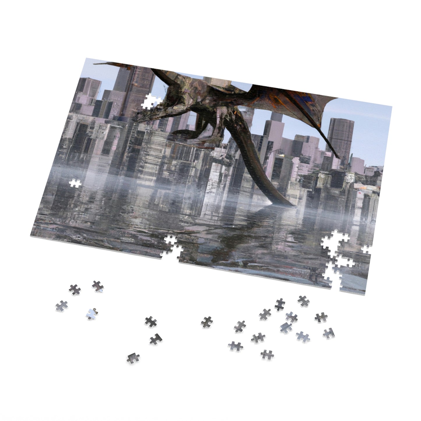 "Ascending the Deluge: A Dragon's Soaring Journey." - The Alien Jigsaw Puzzle