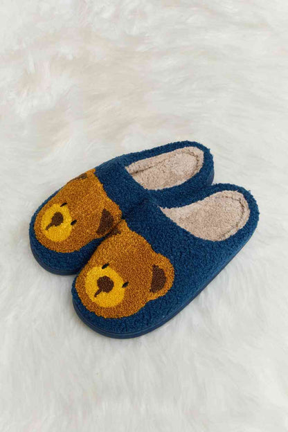 Pantuflas tipo chanclas de felpa con estampado de osito de peluche Melody