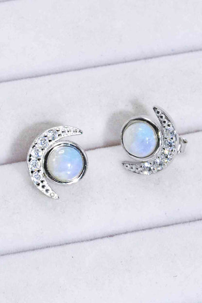 925 Sterling Silver Moonstone Stud Earrings