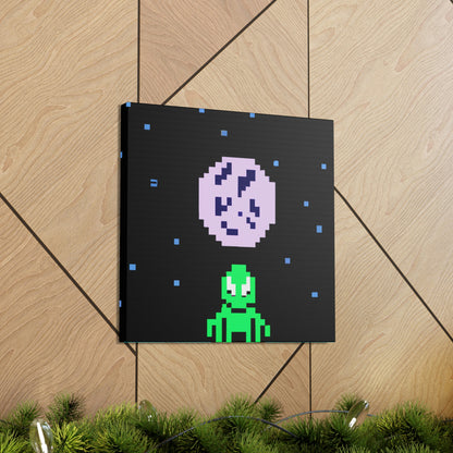 "Lonely Witness of the Night Sky" - The Alien Canva Pixel Art