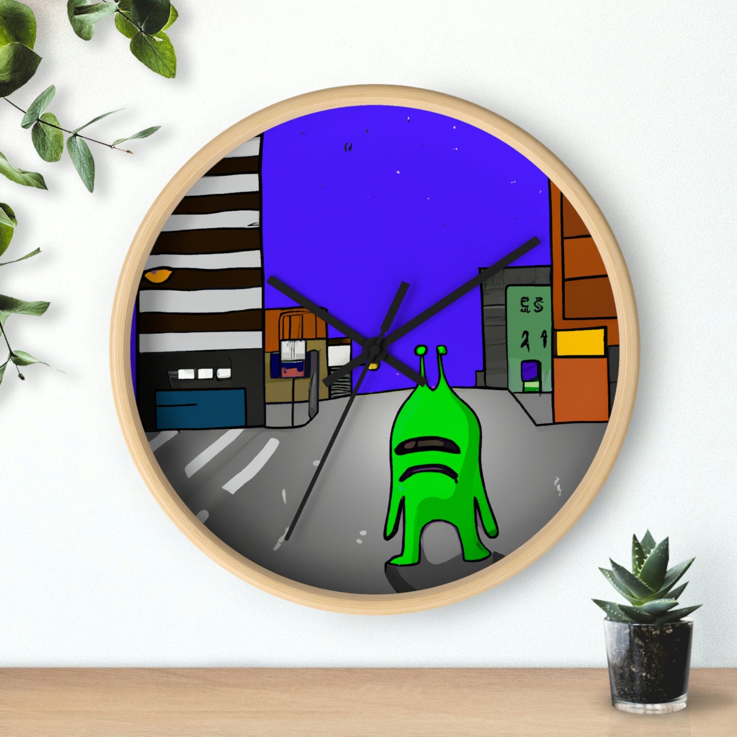 "Alien Misadventure in the City" - The Alien Wall Clock