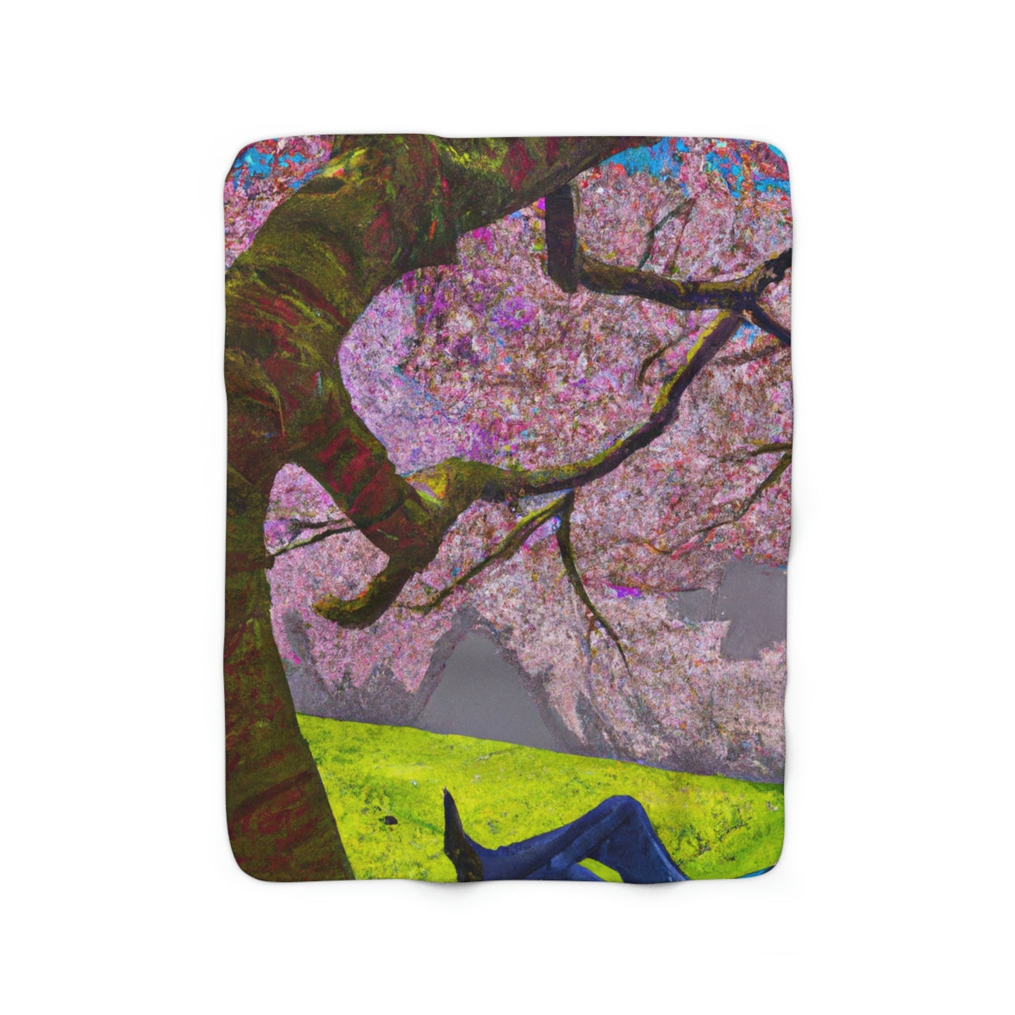 "A Moment of Calm Beneath the Cherry Blossoms" - The Alien Sherpa Fleece Blanket