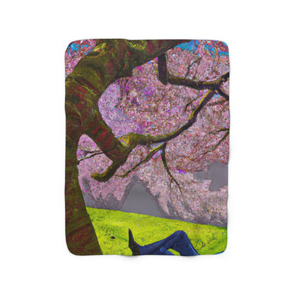 "A Moment of Calm Beneath the Cherry Blossoms" - The Alien Sherpa Fleece Blanket