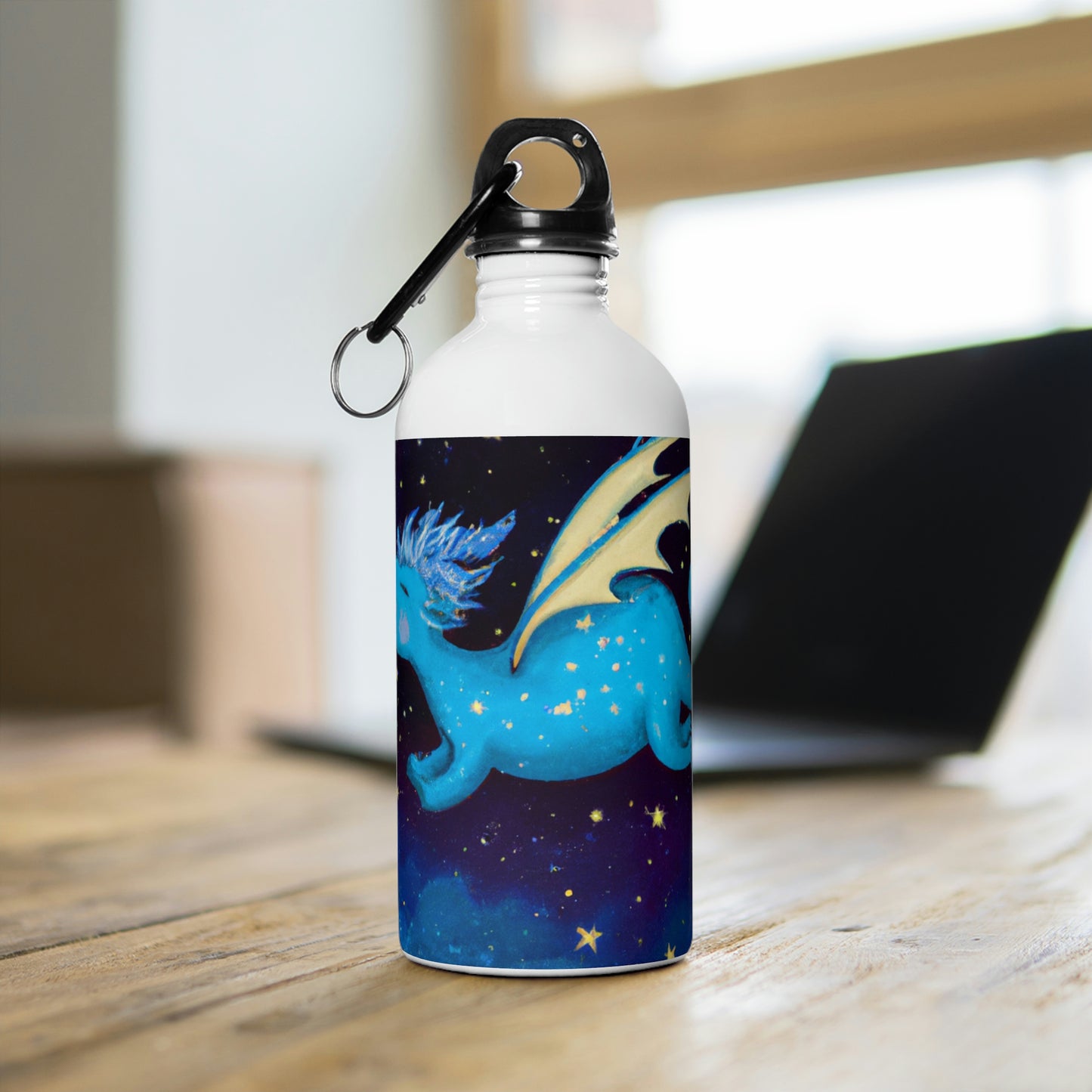 "Drifting Among the Stars: The Story of a Baby Dragon" - La botella de agua de acero inoxidable alienígena