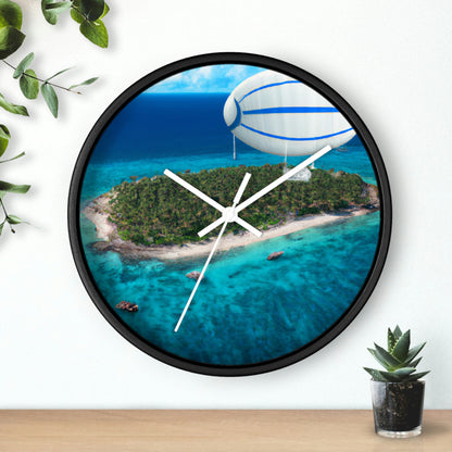 "Exploring Mystery Island by Airship" - The Alien Wall Clock