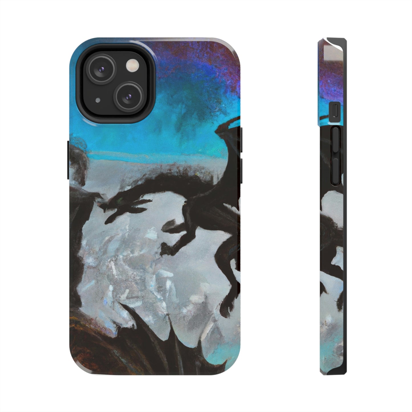 "Clash of Fire and Steel on the Moonlit Cliff" - The Alien Tough Phone Cases