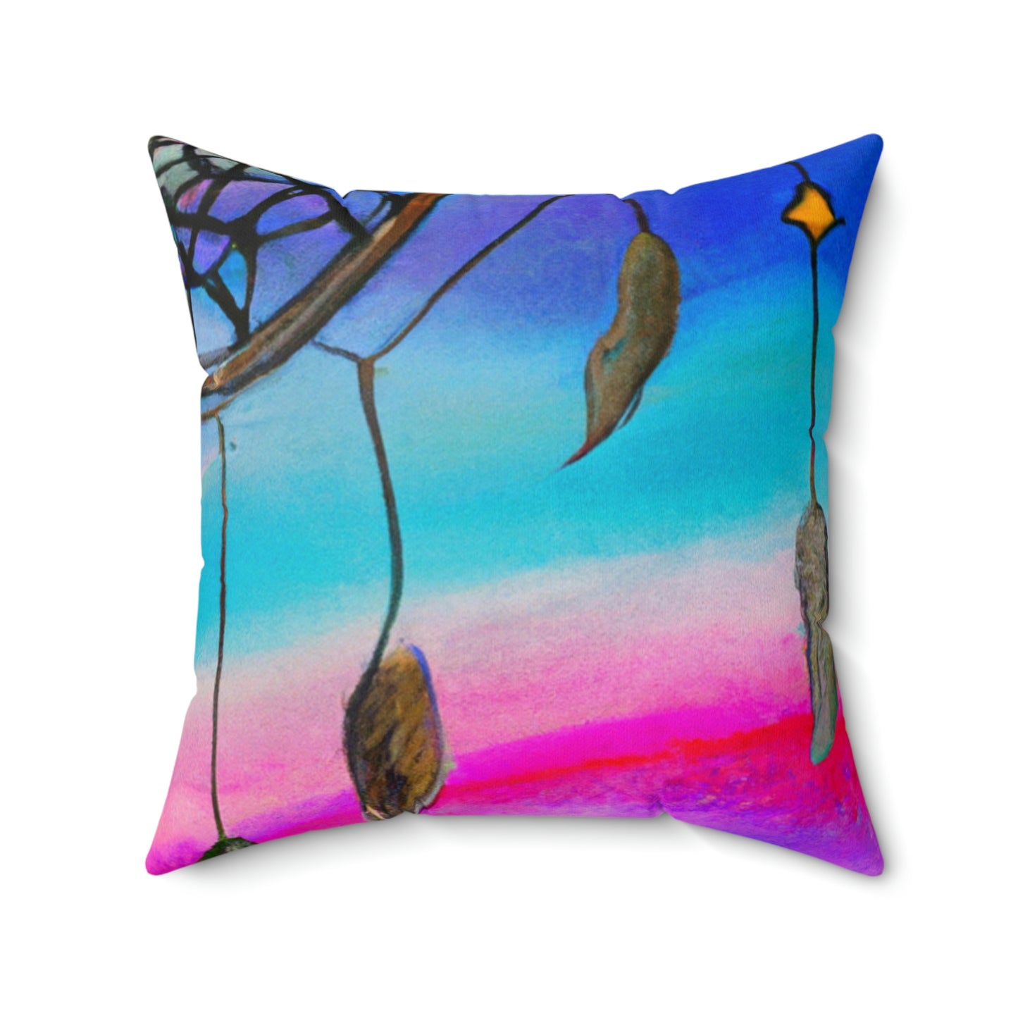 "Una galaxia de sueños: un colorido atrapasueños captura el polvo de estrellas que cae" - The Alien Square Pillow