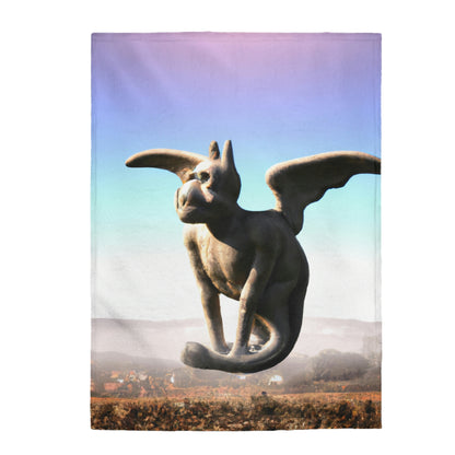 "Alone on the Hilltop: The Tale of a Solitary Gargoyle" - The Alien Velveteen Plush Blanket