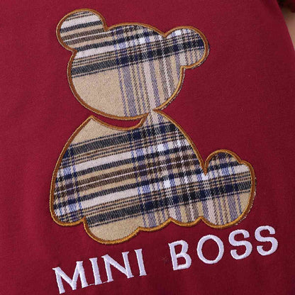 MINI BOSS Jumpsuit mit kariertem Bärenmuster und Grafik