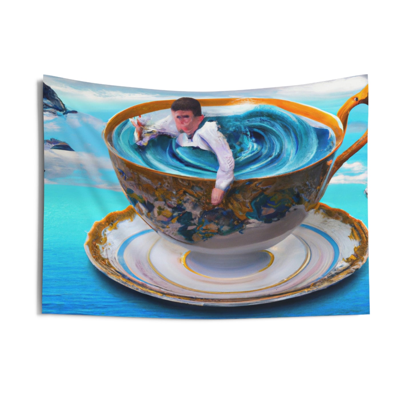 "Adrift in a China Cup: The Story of a Lost Child's Oceanic Adventure" - The Alien Wall Tapestries