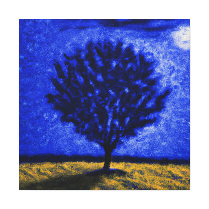 "A Lone Blue Tree in the Moonlight Field" - The Alien Canva