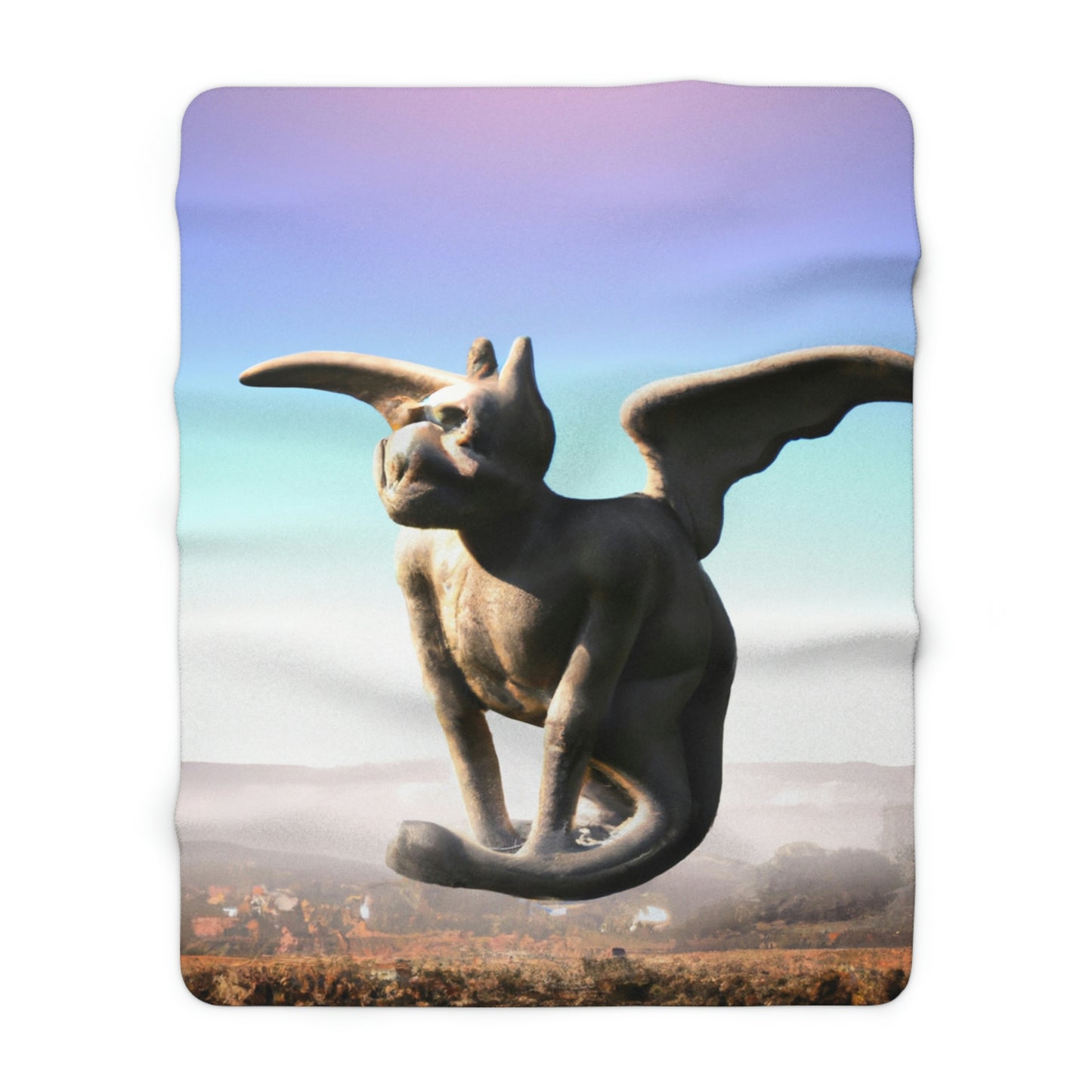 "Alone on the Hilltop: The Tale of a Solitary Gargoyle" - The Alien Sherpa Fleece Blanket