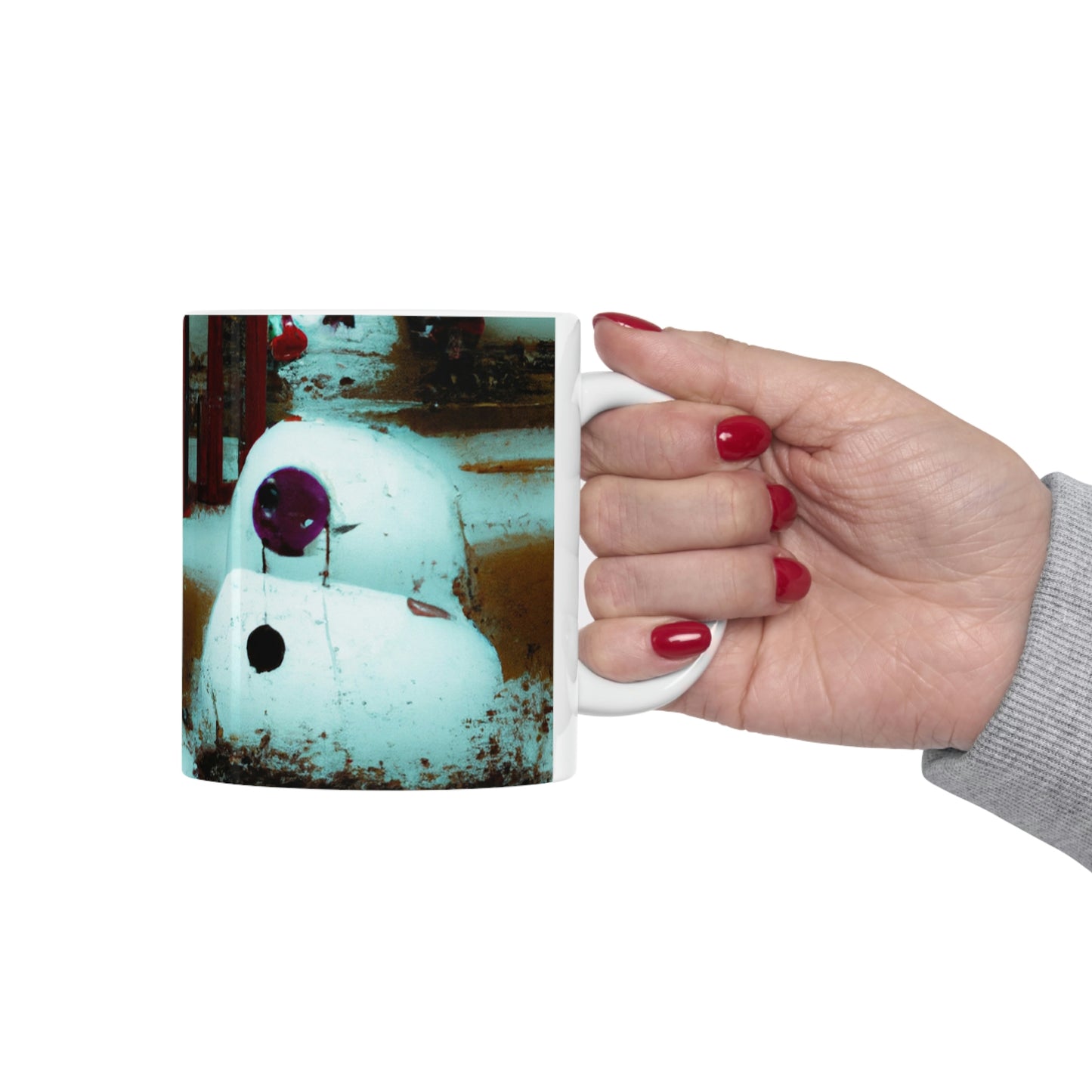 "Muñeco de nieve melancólico en un patio de recreo silencioso" - Taza de cerámica The Alien 11 oz