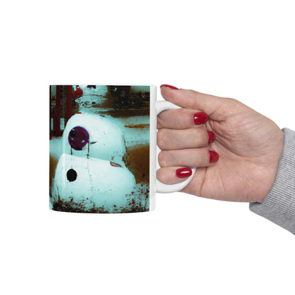 "Muñeco de nieve melancólico en un patio de recreo silencioso" - Taza de cerámica The Alien 11 oz