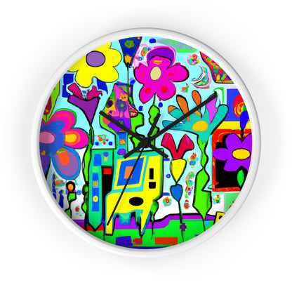 "A Mystical Garden of Rainbow Petals" - The Alien Wall Clock