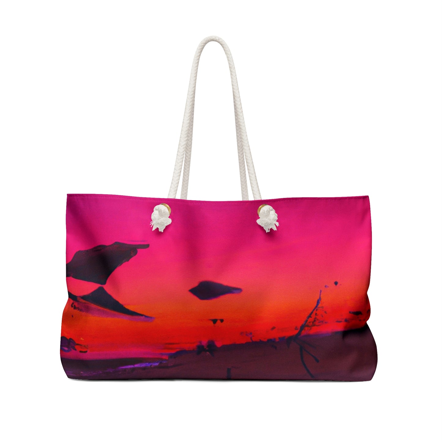 "Forgotten Solace: The Splendor of a Vibrant Sunset at an Abandoned Beach" - The Alien Weekender Bag