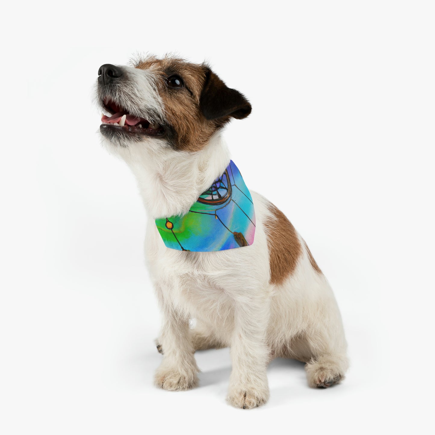 "A Galaxy of Dreams: A Colorful Dreamcatcher Captures Falling Stardust" - The Alien Pet Bandana Collar