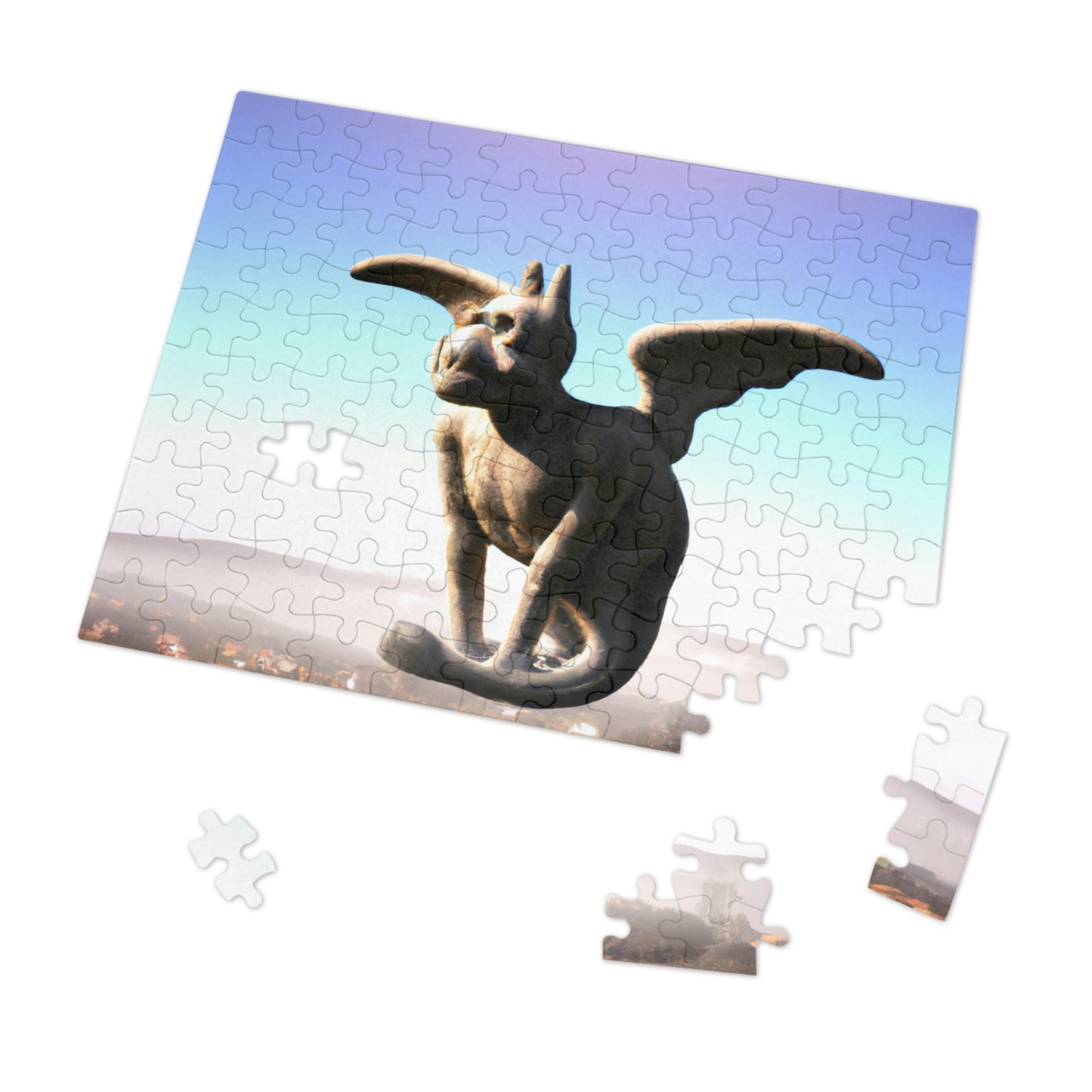 "Alone on the Hilltop: The Tale of a Solitary Gargoyle" - The Alien Jigsaw Puzzle