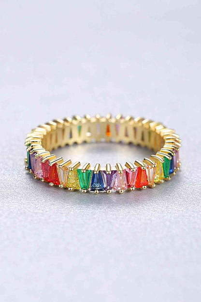 Anillo de plata de ley 925 con circonitas cúbicas multicolores