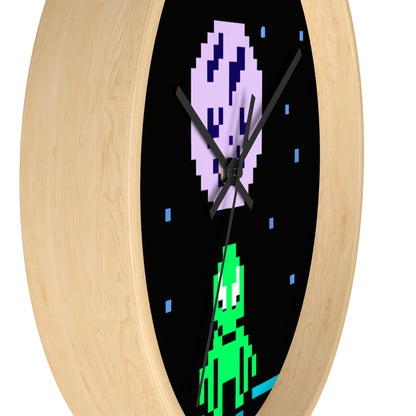 "Lonely Witness of the Night Sky" - The Alien Wall Clock Pixel Art