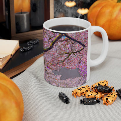 "Ein Moment der Ruhe unter den Kirschblüten" - The Alien Ceramic Mug 11 oz