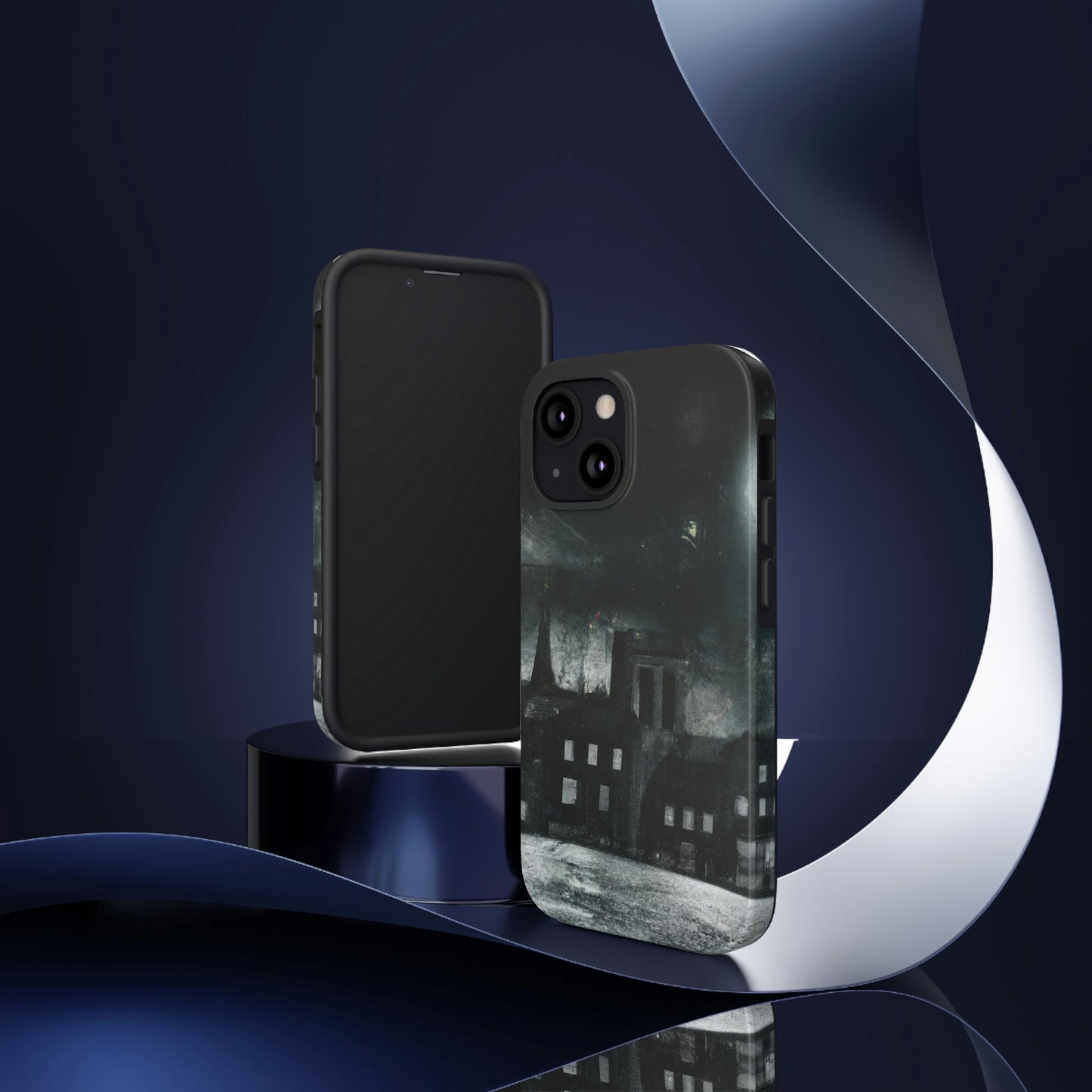 "Nocturno luminoso: una ciudad iluminada por la luz de la luna" - The Alien Tough Phone Cases