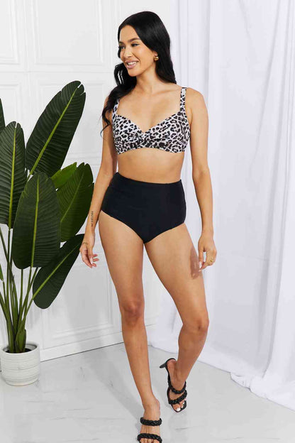 Marina West Swim Take A Dip Twist Hochhaus-Bikini in Leopardenmuster