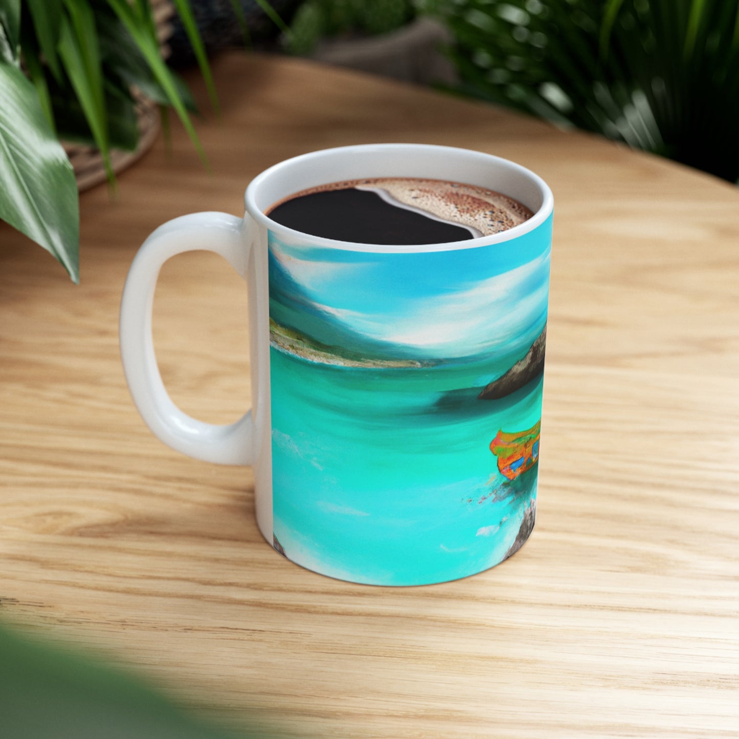 "Fiesta Caribeña en la Playa - Una Exploración Digital de la Cultura Mexicana" - Taza de Cerámica The Alien 11 oz