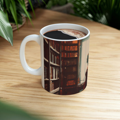 "The Enchanted Library Maze" - The Alien Ceramic Mug 11 oz