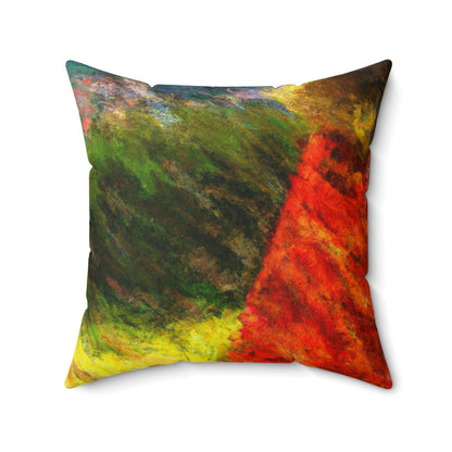 The Tattered Red Cloaked Stranger - The Alien Square Pillow