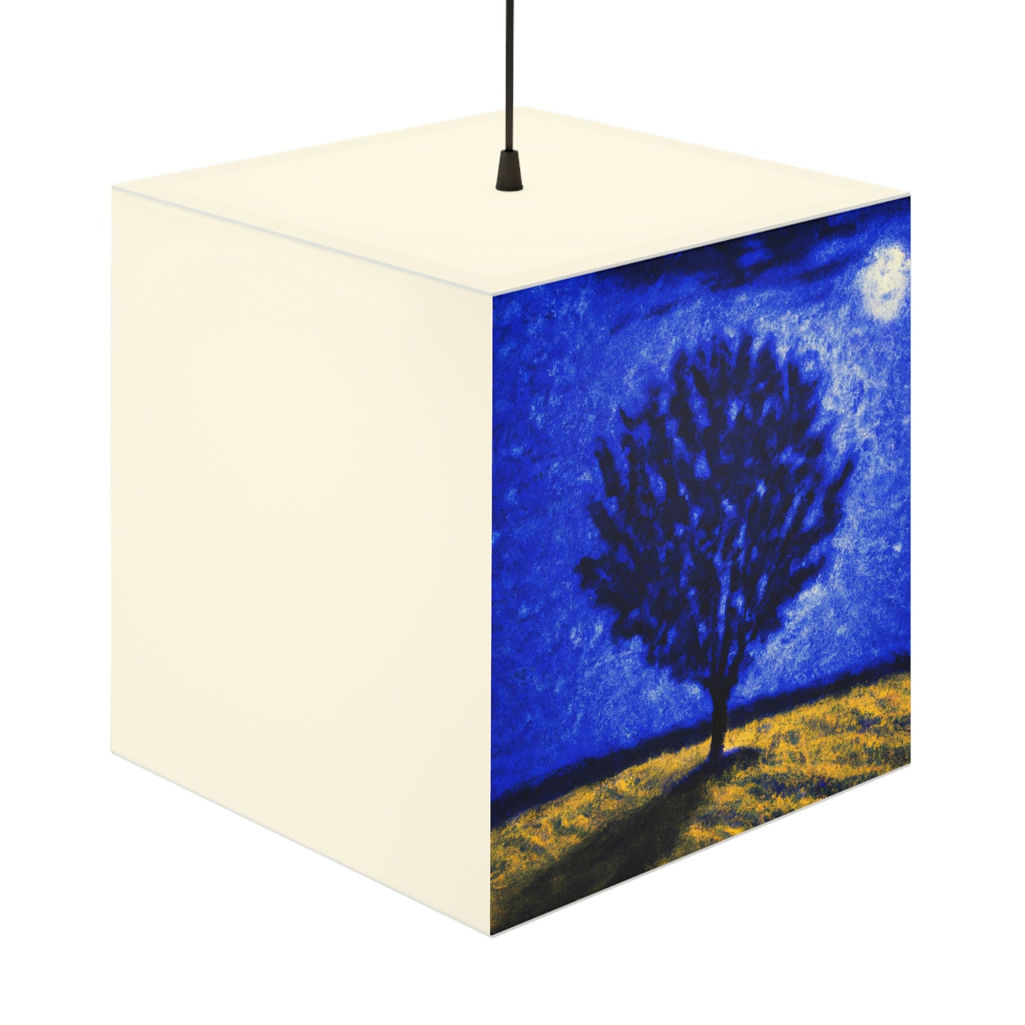 "Ein einsamer blauer Baum im Mondscheinfeld" - Die Alien Light Cube Lampe