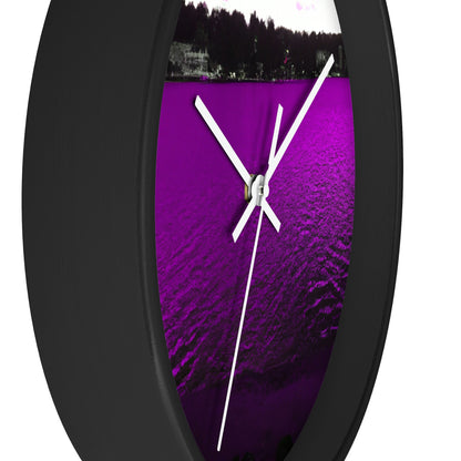 "The Neon Purple Lakefront" - The Alien Wall Clock