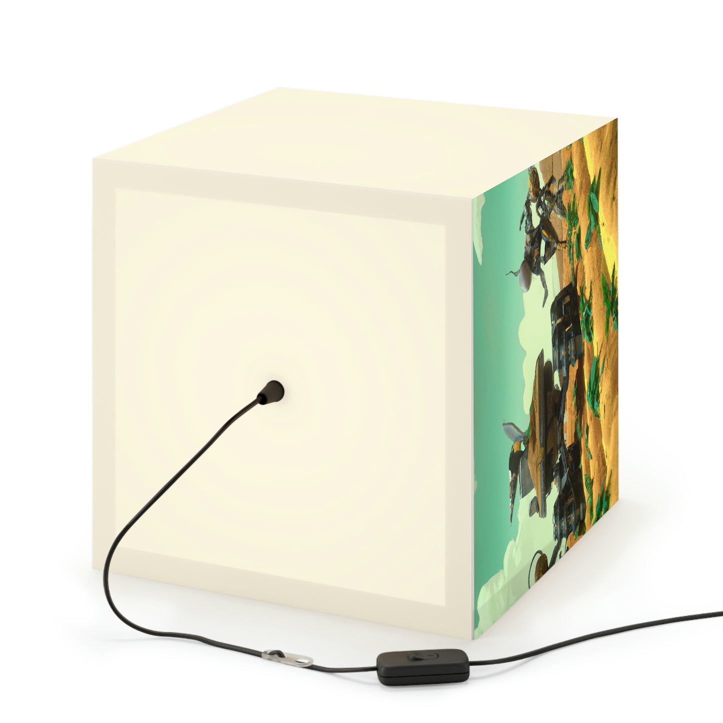 "Harvesting Hope: A Post-Apocalyptic Tale of Robot Farmers" - The Alien Light Cube Lamp