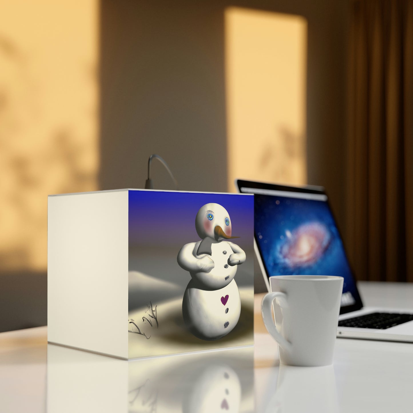 "Chilly But Hopeful: The Snowman's Quest For A Hug" - Die Alien Light Cube Lampe