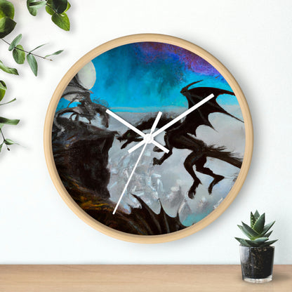 "Clash of Fire and Steel on the Moonlit Cliff" - The Alien Wall Clock