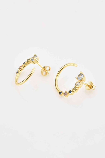 18K Gold-Plated 925 Sterling Silver C-Hoop Earrings